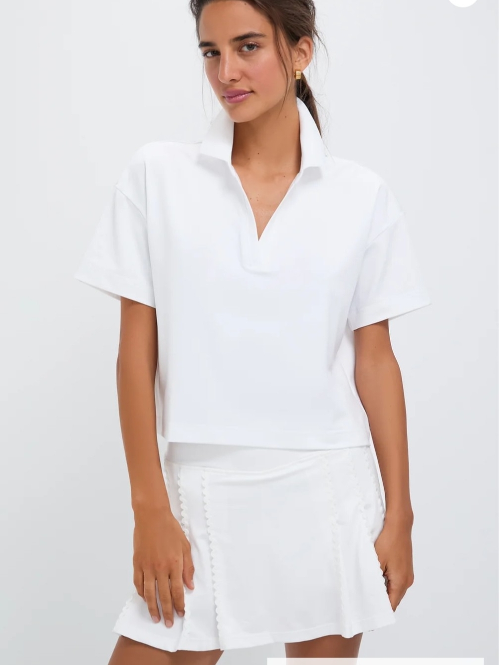 Tnuck Sport White Performance Jersey Cropped Caroline Polo